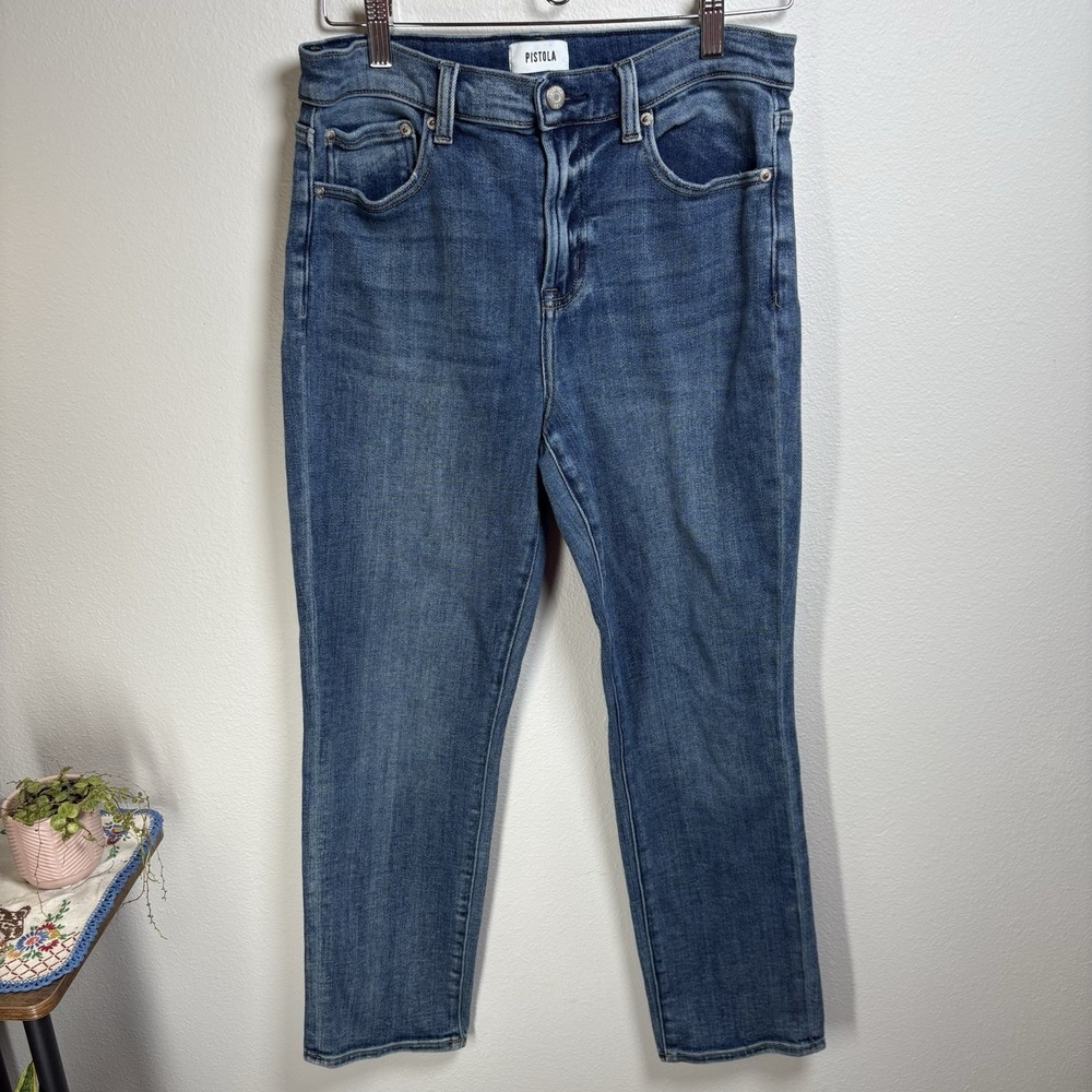 PISTOLA Women 29 Blue Jeans Streetwear Denim Straight Crop